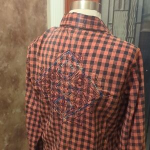 Plaid Jacket with Embroidered Back